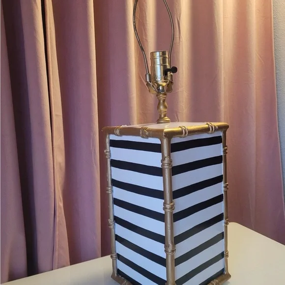 Dana Gibson Striped Black and White Table Lamp - Picture 4 of 5